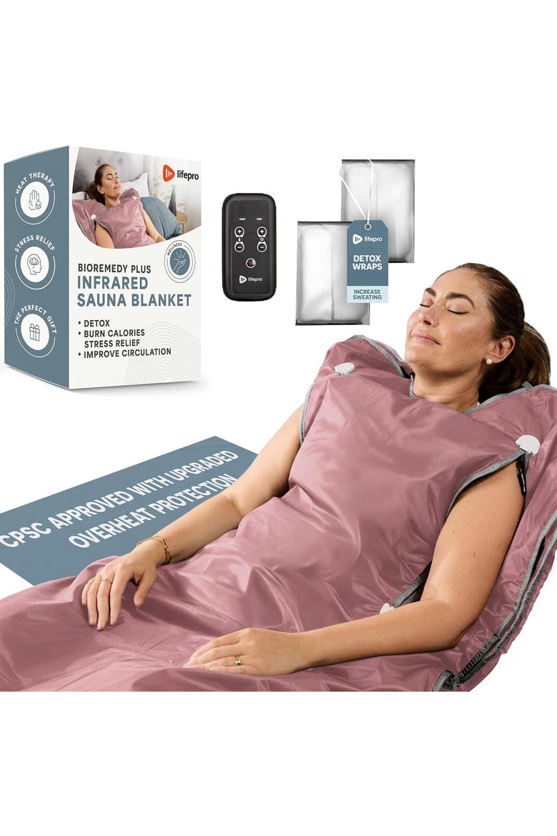 BioRemedy Infrared Sauna Blanket Portable Full Body Detox & Relaxation, Main, color, Pink