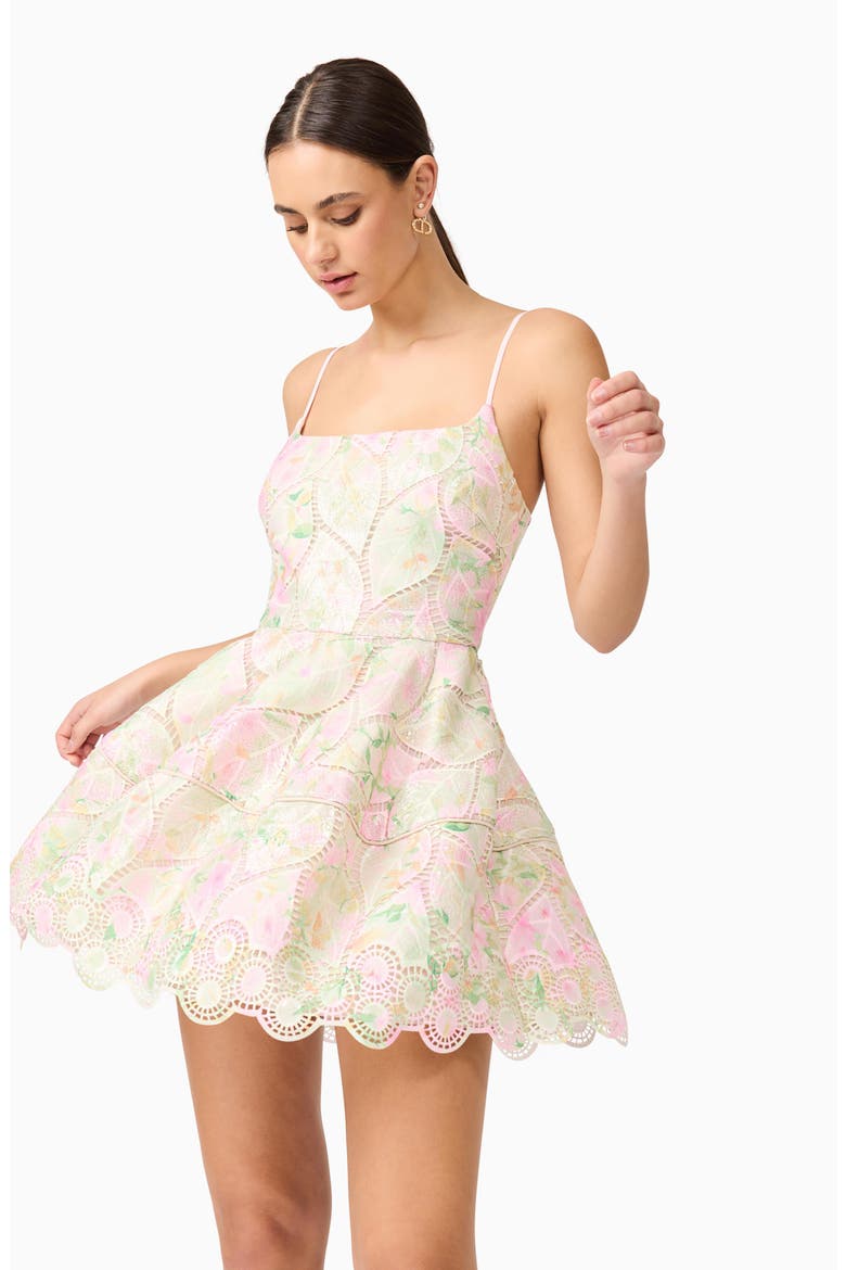 Indria Fit & Flare Minidress, Alternate, color, GREEN MULTI