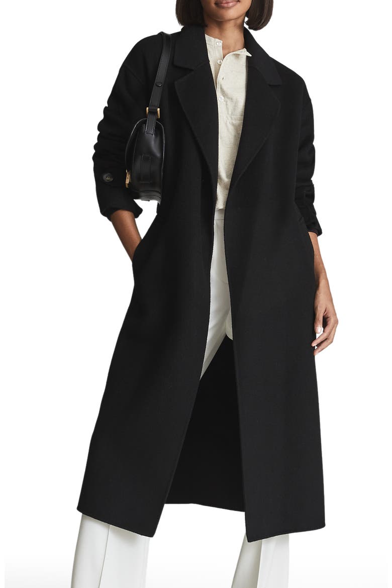 Olive Oversize Wool Blend Coat, Main, color, BLACK