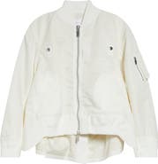 Sacai Mixed Media Nylon Twill & Wool Bomber Jacket