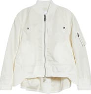 Sacai Mixed Media Nylon Twill & Wool Bomber Jacket