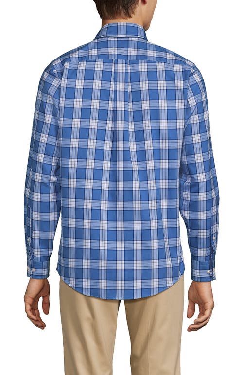 Lands' End Traditional Fit No Iron Twill Shirt In Mariner Blue Plaid