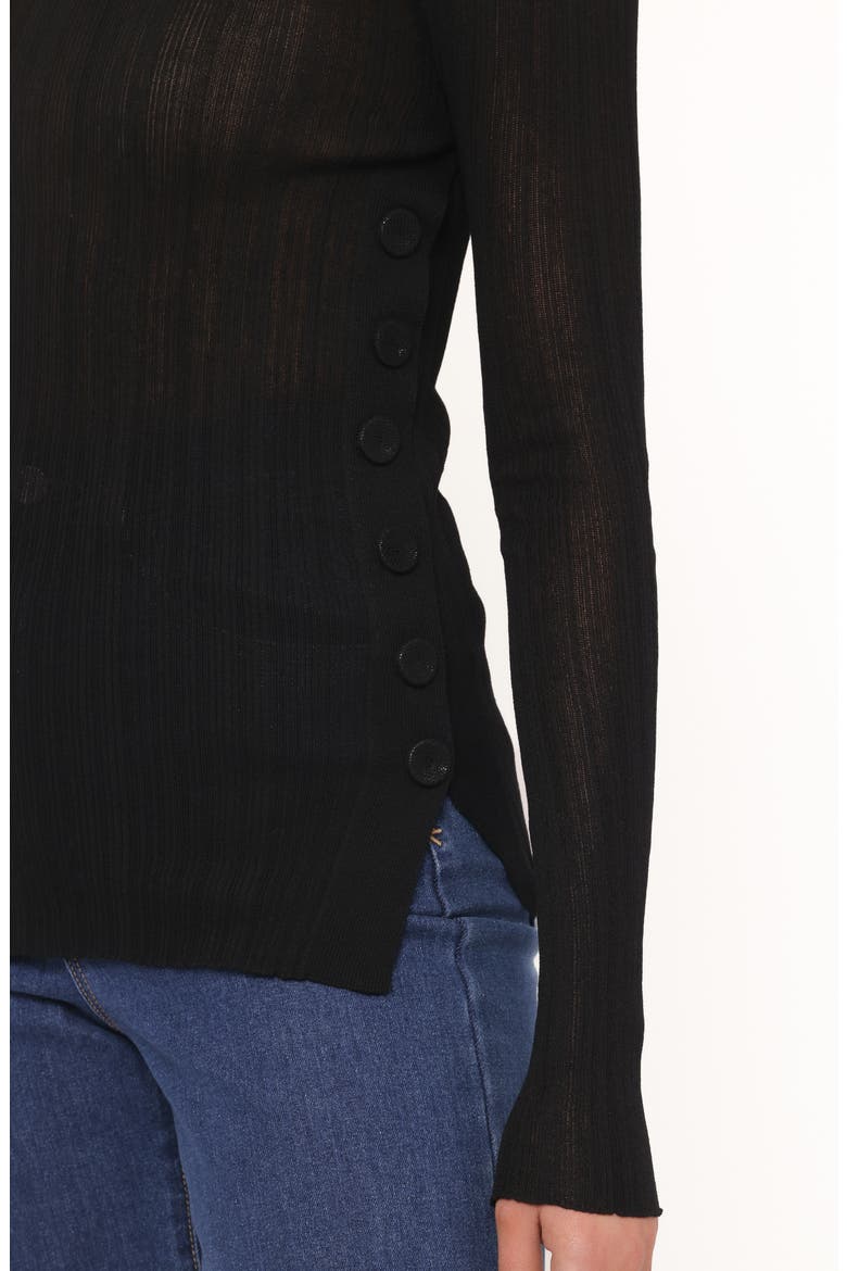 Delphine Fine Rib Knit Top, Alternate, color, BLACK