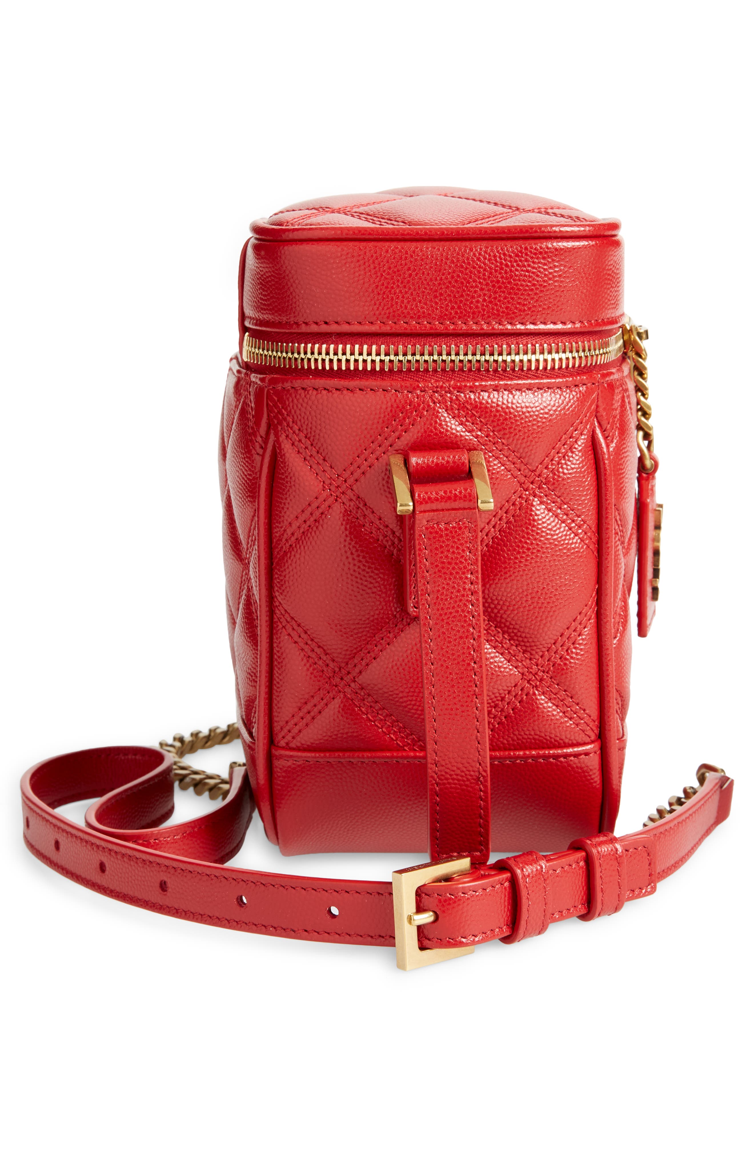 '80s Vanity Case Matelassé Leather Shoulder Bag, Alternate, color, ROUGE EROS