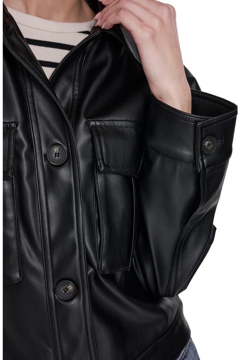 Faux Leather Shirt Jacket, Alternate, color, BLACK