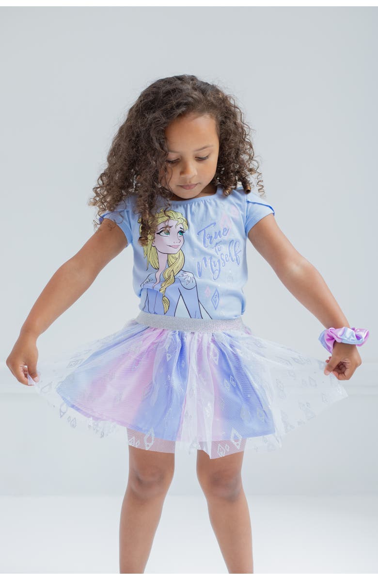 Disney Moana T-Shirt and Tutu Skirt Set with Scrunchie, Alternate, color, Ice Blue Elsa