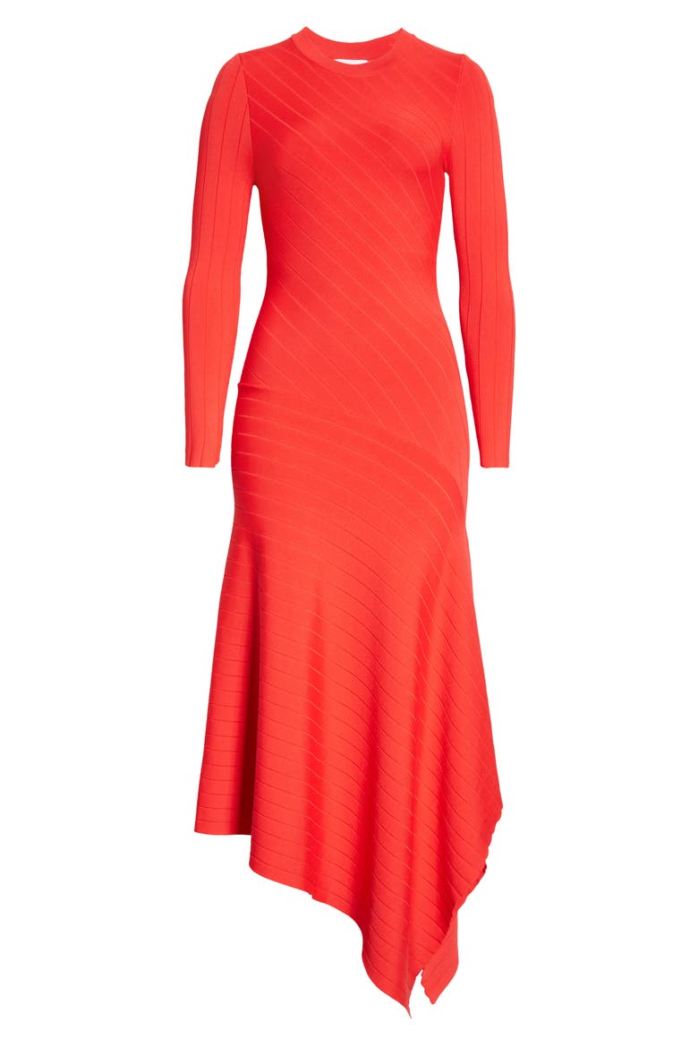 Viviana Asymmetrical Long Sleeve Dress, Alternate, color, RED
