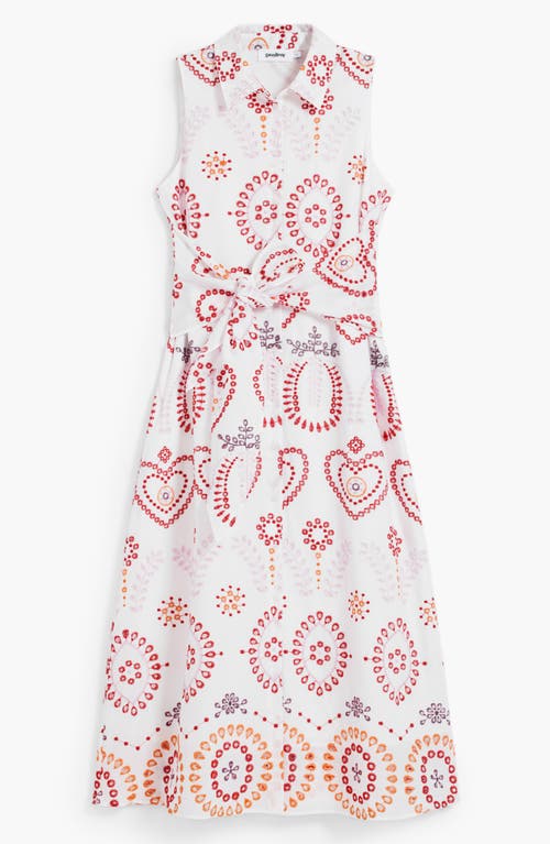 Desigual Embroidered Sleeveless Cotton Shirtdress In Pink