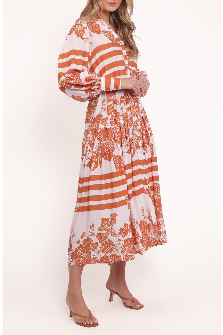 Jules Mixed Print Long Sleeve Dress, Alternate, color, WHITE/ ORANGE
