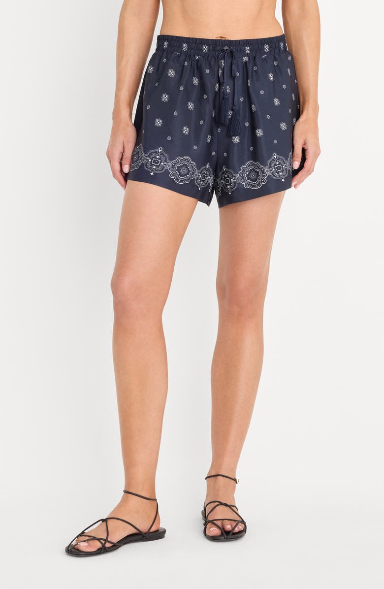 Good American The Recess Drawstring Shorts, Main, color, Bandana