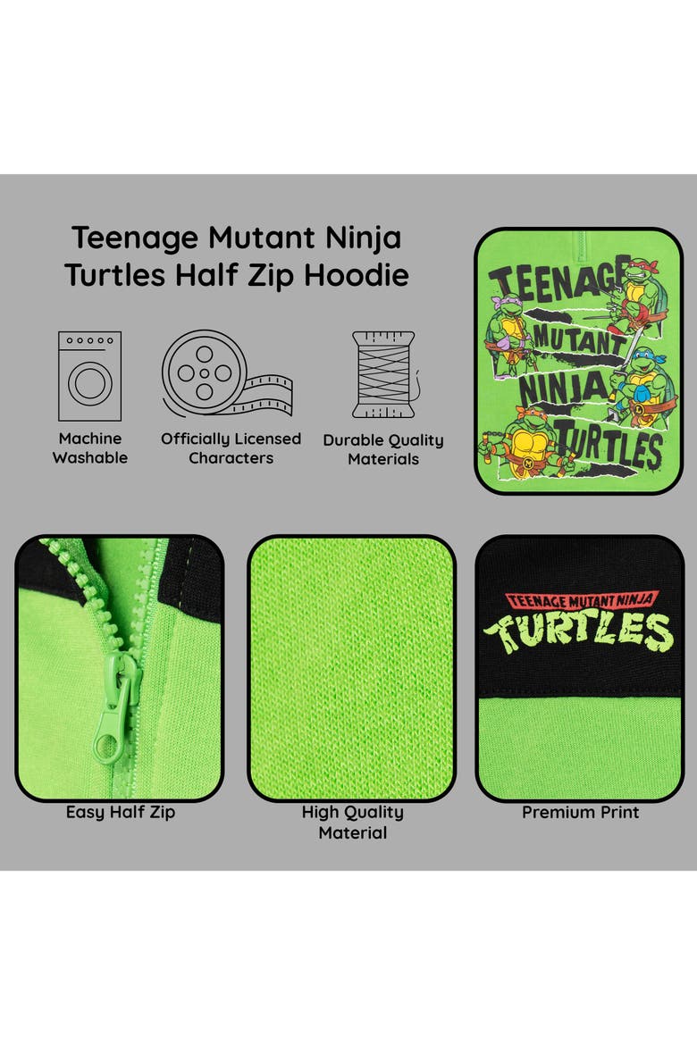 Fleece Quarter-Zip Hoodie, Alternate, color, Ninja Turtles Green