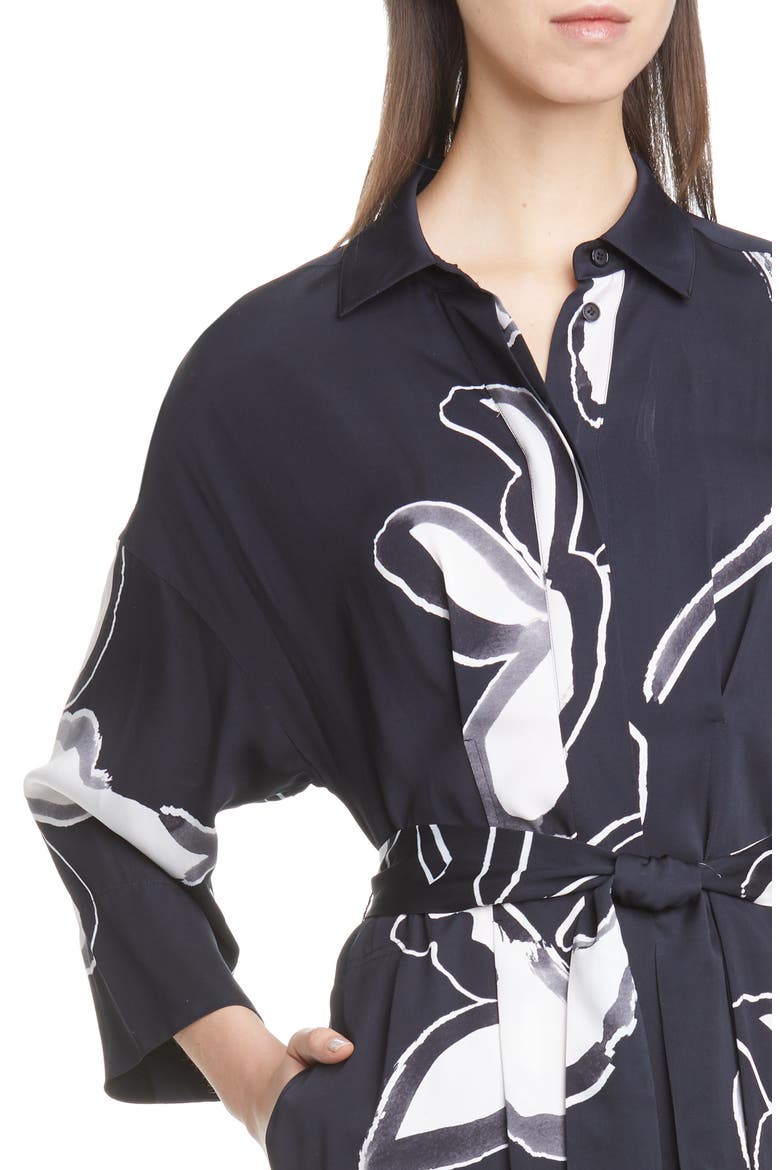 Rhodes Floral Midi Shirtdress, Alternate, color, BLACK MULTI