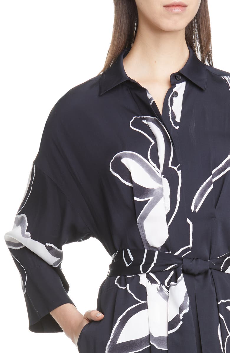 Lafayette 148 New York Rhodes Floral Midi Shirtdress, Alternate, color, 