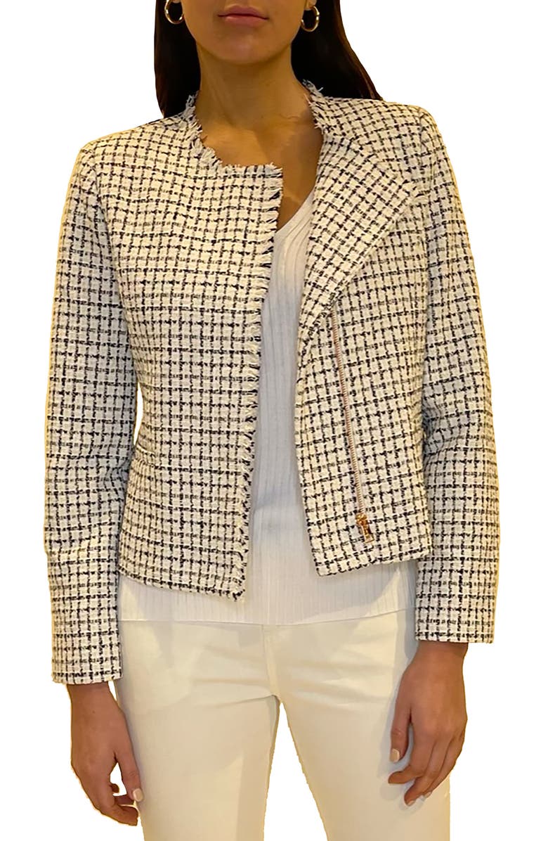 Jaclyn Smith Tweed Moto Jacket, Main, color,