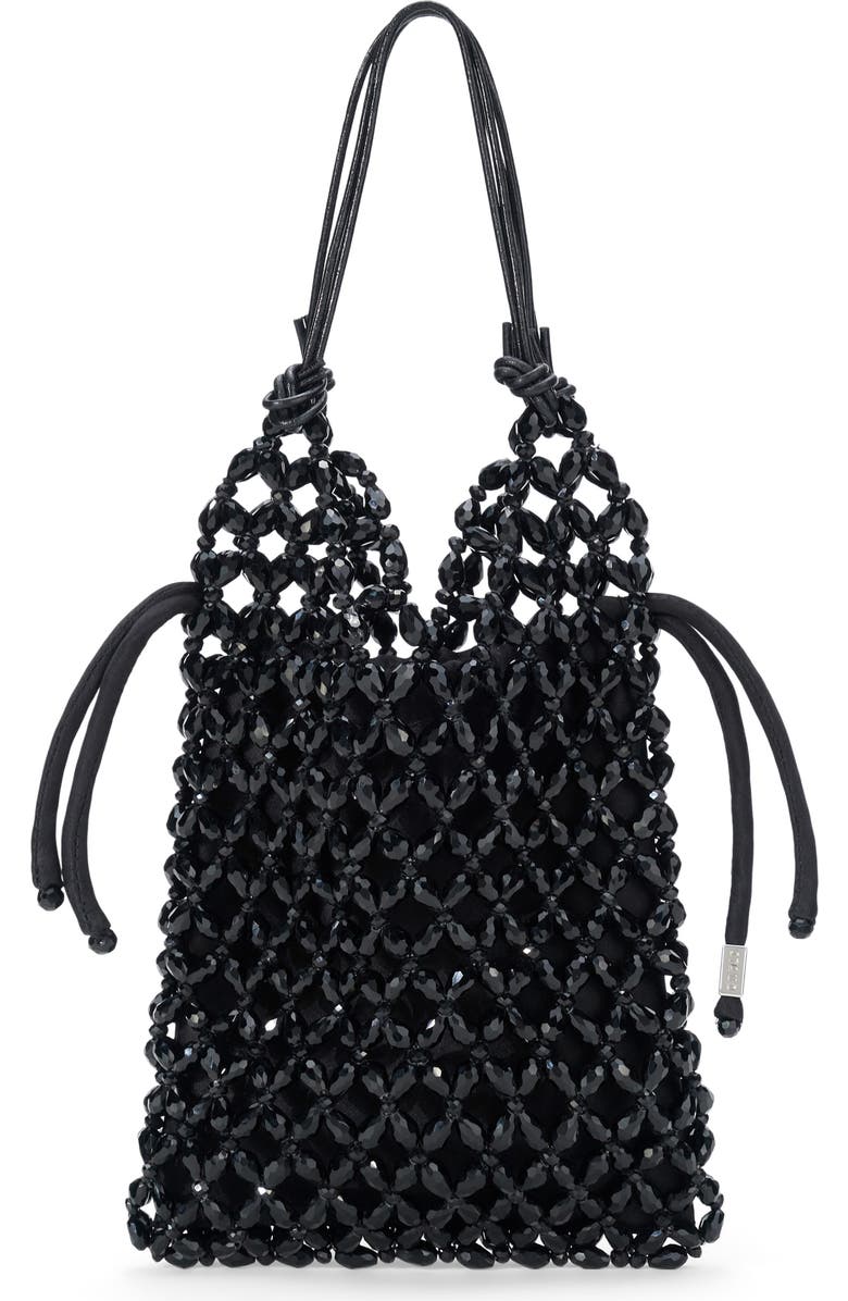 STAUD Karla Crystal Beaded Shoulder Bag, Main, color, Black