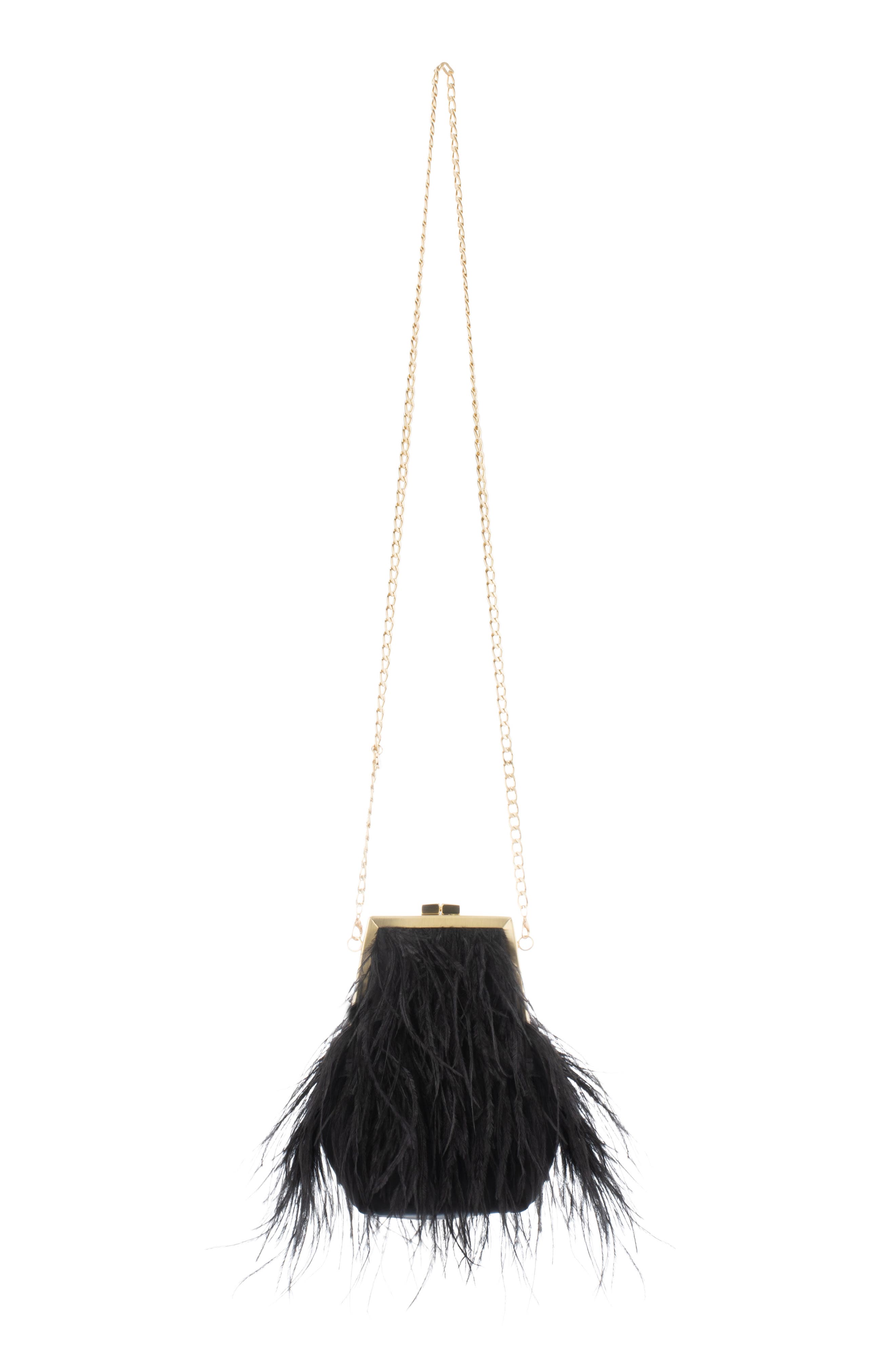 Olga Berg Sara Feather Frame Clutch, Alternate, color, Black