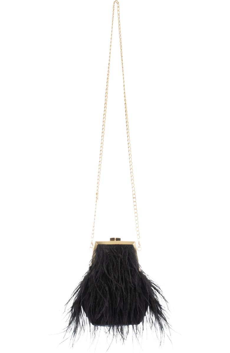 Olga Berg Sara Feather Frame Clutch, Alternate, color, Black