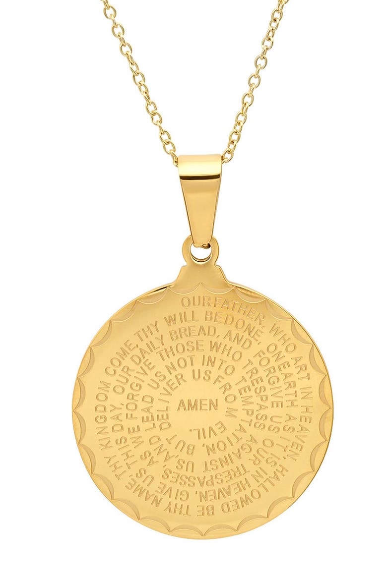 Lord's Prayer Medallion Pendant Necklace, Main, color, GOLD