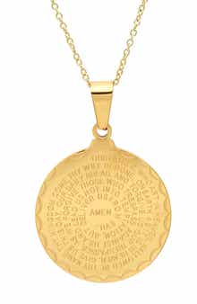 Lord's Prayer Medallion Pendant Necklace