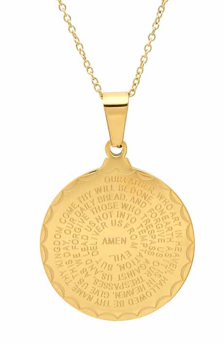 Lord's Prayer Medallion Pendant Necklace
