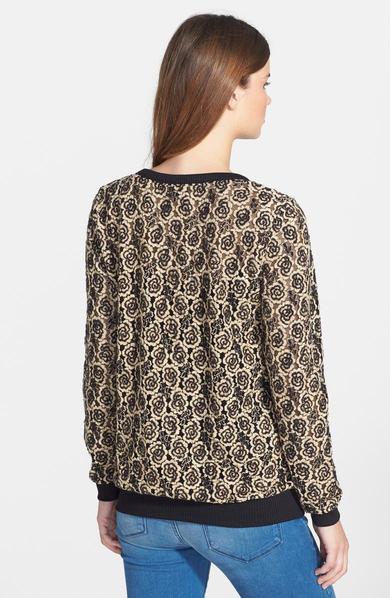 Bobeau Sheer Lace Sweatshirt, Alternate, color,