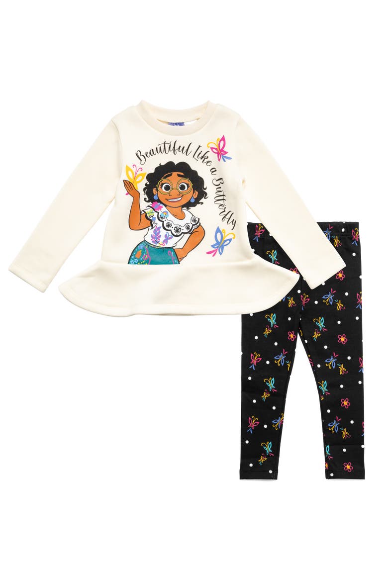 Encanto 2-Piece Fleece Sweatshirt and Leggings Set, Main, color, Mirabel Ivory Black