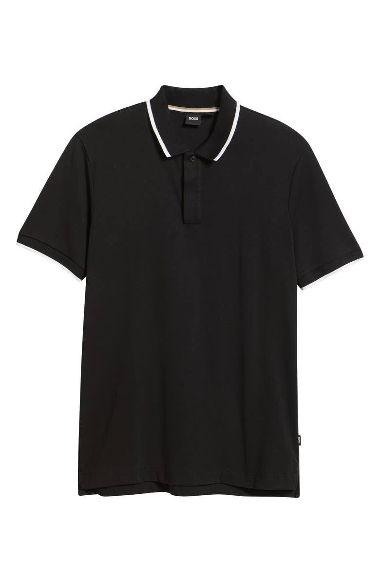 BOSS Parlay Tipped Cotton Polo, Alternate, color, Black