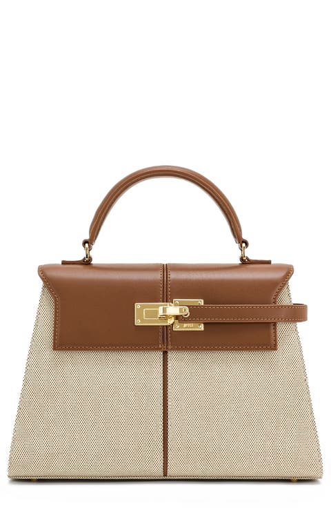 Large Elise Faux Leather Top Handle Bag