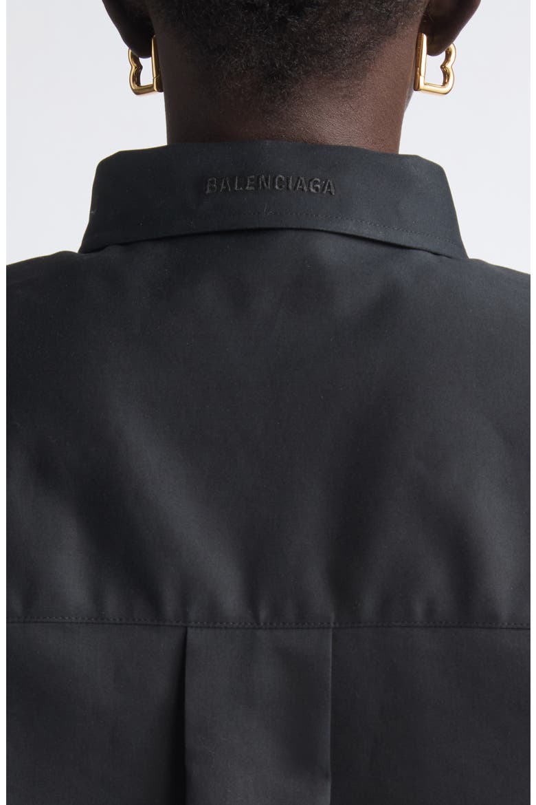 Organdi Cotton & Silk Poplin Button-Up Shirt, Alternate, color, 1000 BLACK