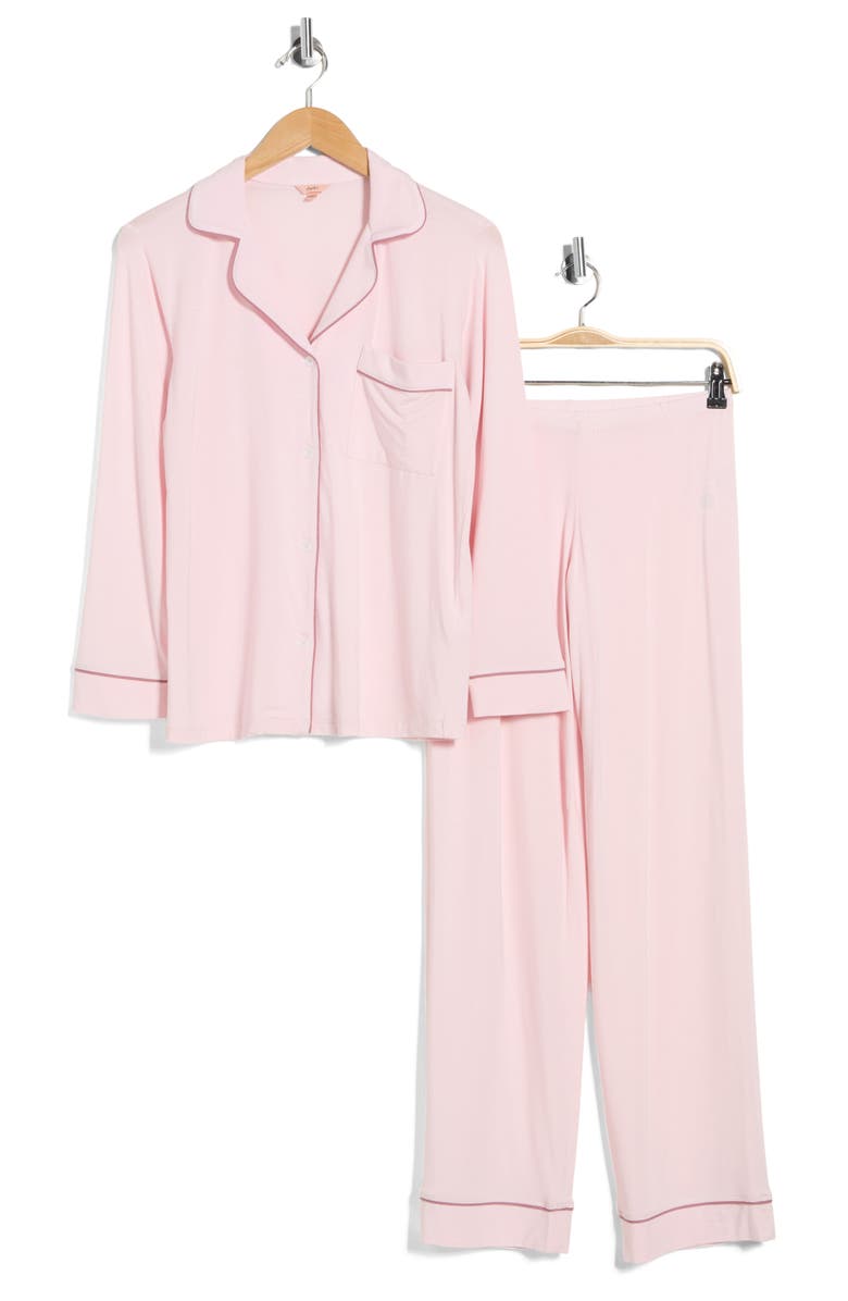 Eberjey Gisele Jersey Pajamas, Alternate, color, Pale Pink/Fig