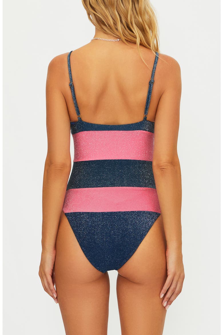 Calista Metallic One-Piece Swimsuit, Alternate, color, SEASHELL SHINE COLORBLOCK