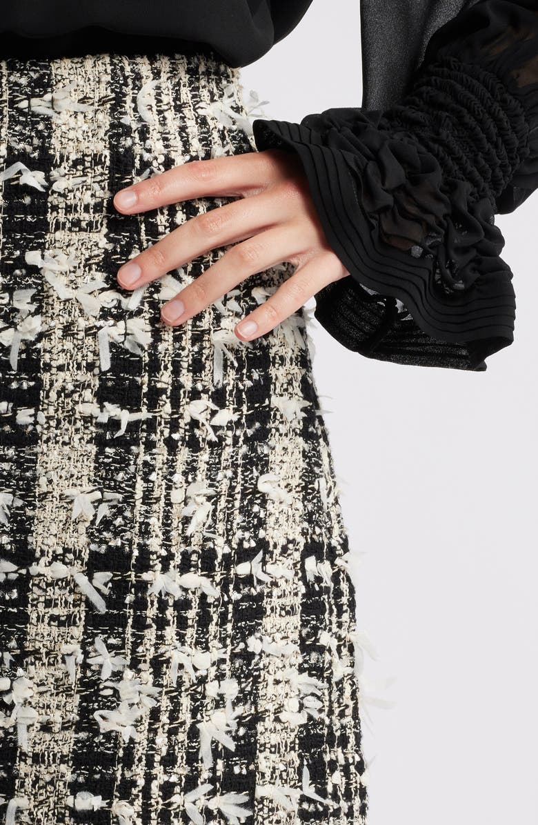 KOBI HALPERIN Dune Cotton Blend Tweed Skirt, Alternate, color, Black/ Ivor