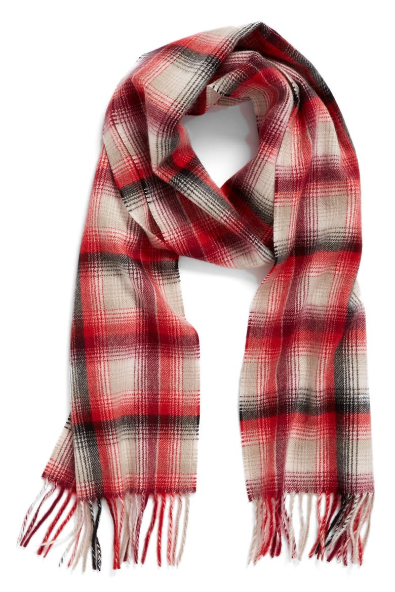 Heritage Plaid Cashmere Scarf, Main, color, RED COMBO