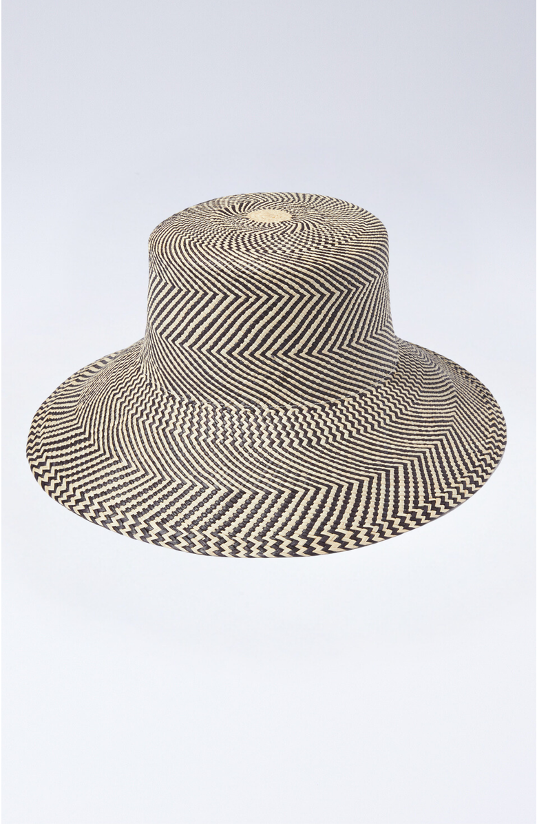 Heads Of State Hat Co. Woven Straw Bucket Hat, Main, color, Black & White