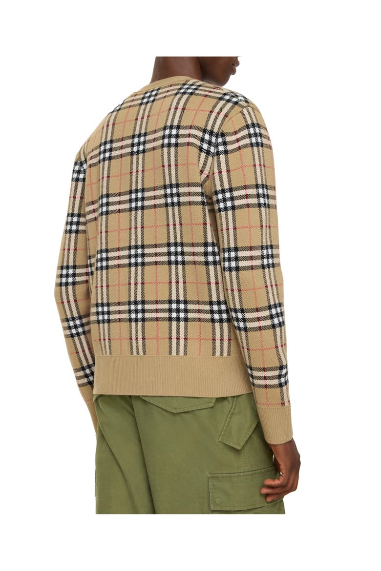 Check Cotton Wool Cardigan, Alternate, color, Sand beige