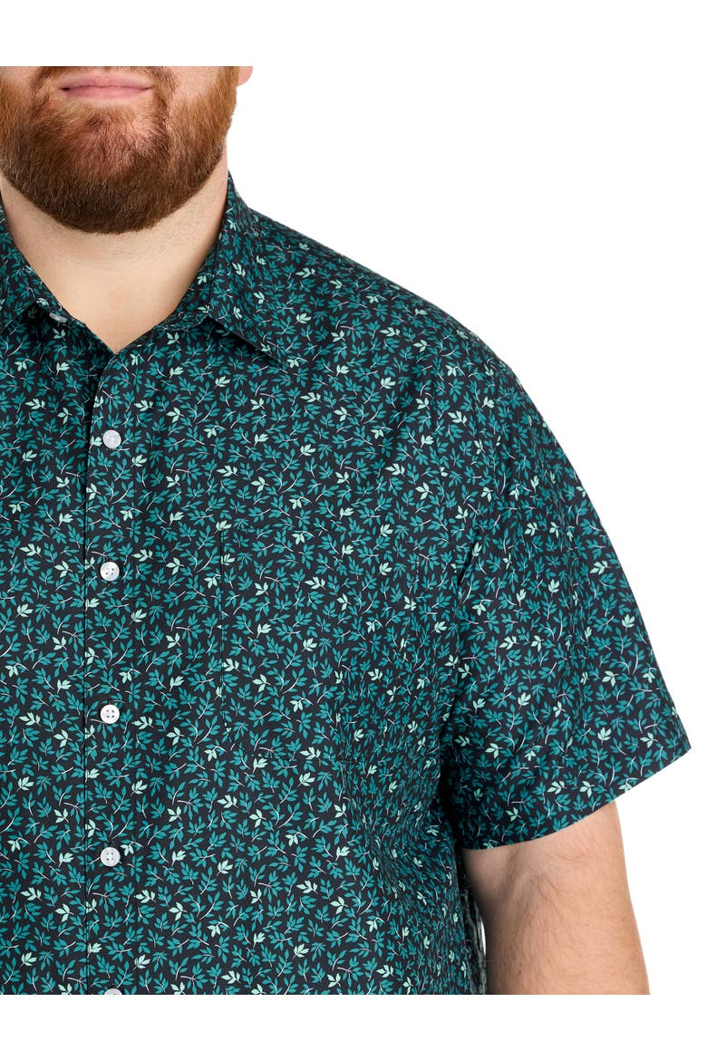 Big & Tall Fern Print Microfiber Sport Shirt, Alternate, color, GREEN