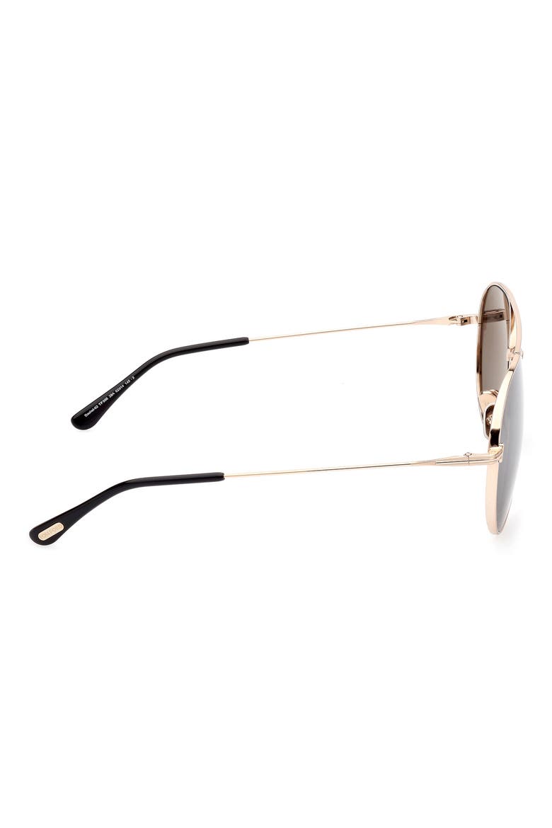 62mm Mirrored Pilot Sunglasses, Alternate, color, SHINY ROSE GOLD / SMOKE