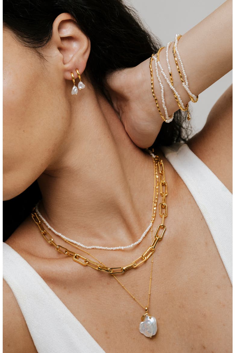 Mini Beaded Nugget Pearl Necklace, Alternate, color, 18CT GOLD VERMEIL ON STERLING