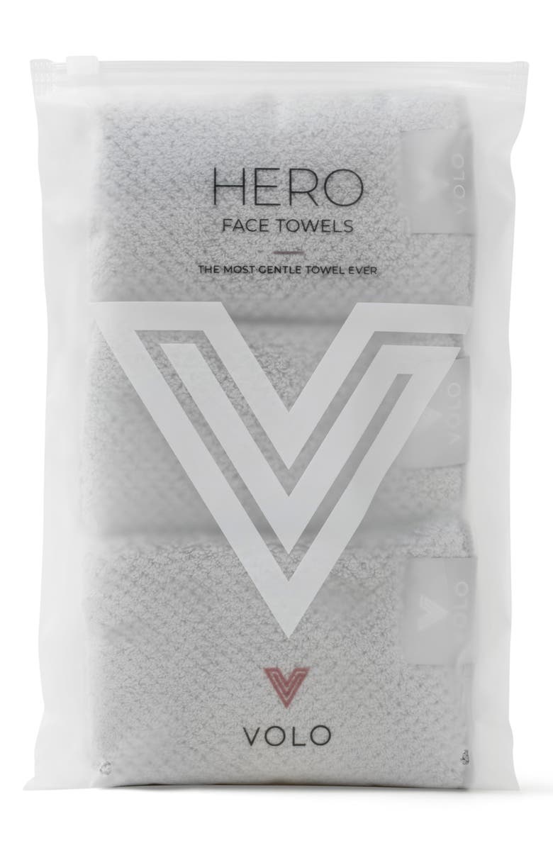 VOLO 3-Pack Hero Face Towels, Alternate, color, Luna Gray