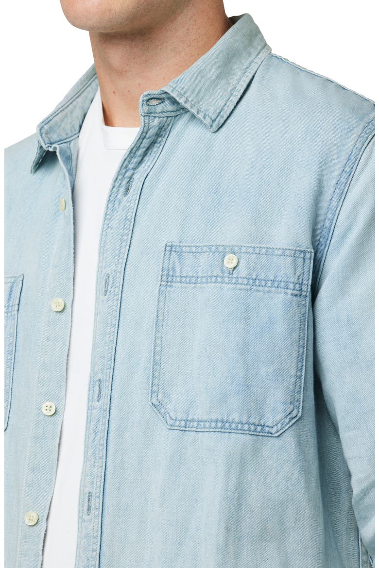 Lou Indigo Cotton & Linen Button-Up Shirt, Alternate, color, SPRING SKY