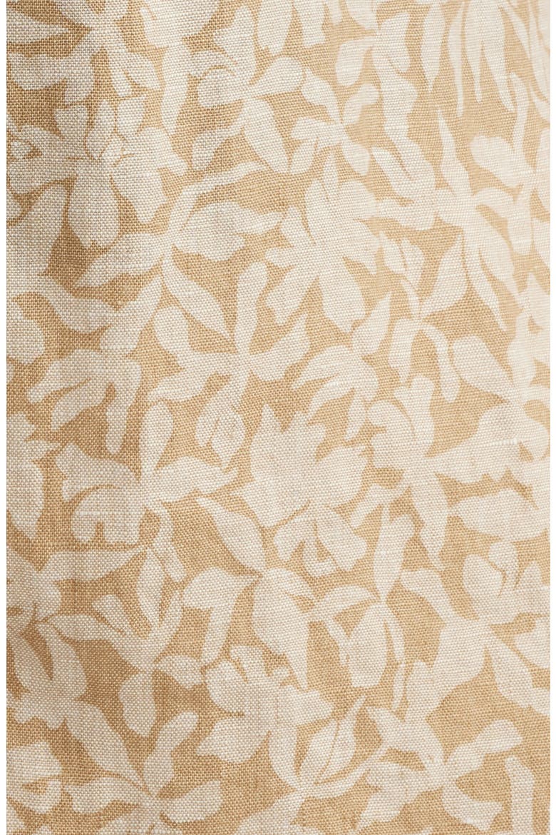 Shadows Short Sleeve Linen Button Front Shirt, Alternate, color, TAN FLORAL SHADOWS