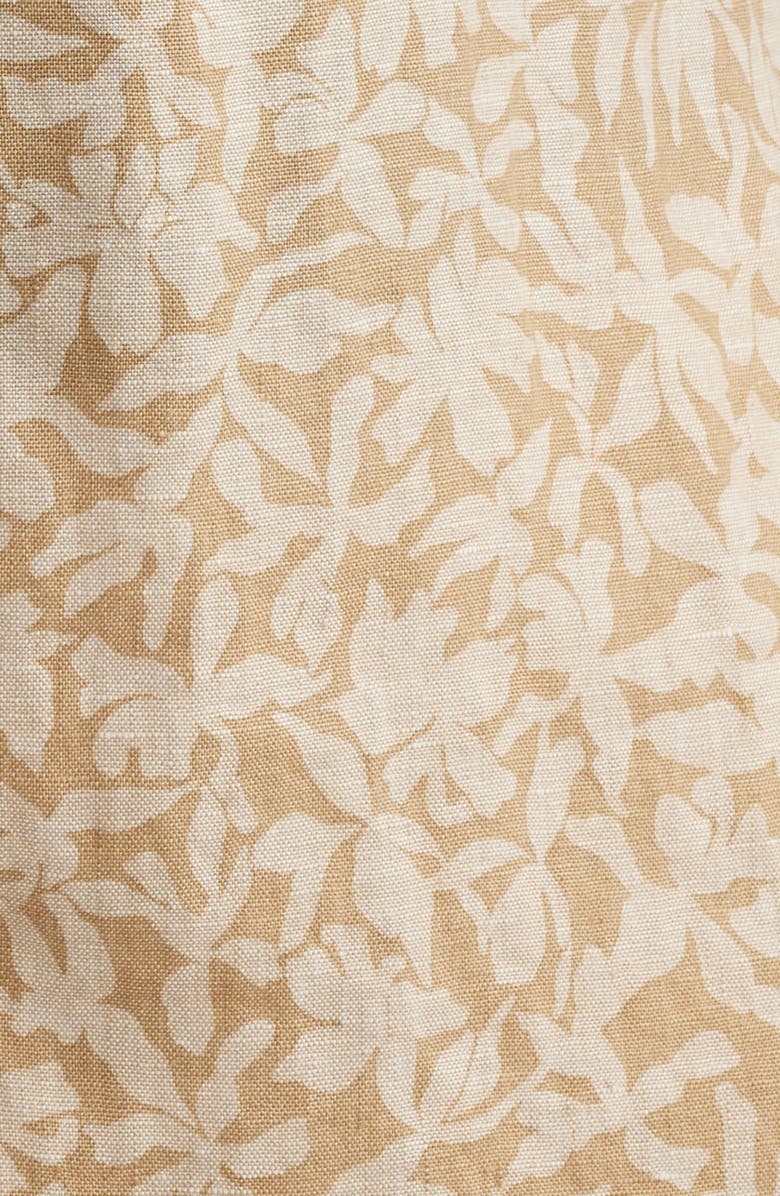 Nordstrom Shadows Short Sleeve Linen Button Front Shirt, Alternate, color, Tan Floral Shadows