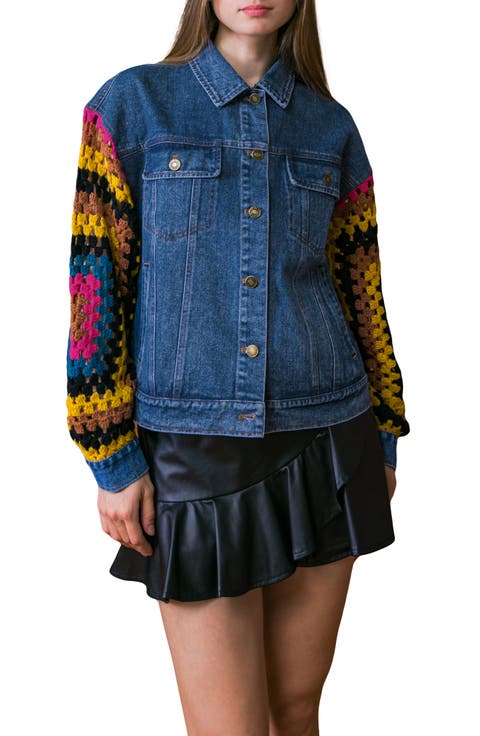 Crochet Trim Denim Jacket