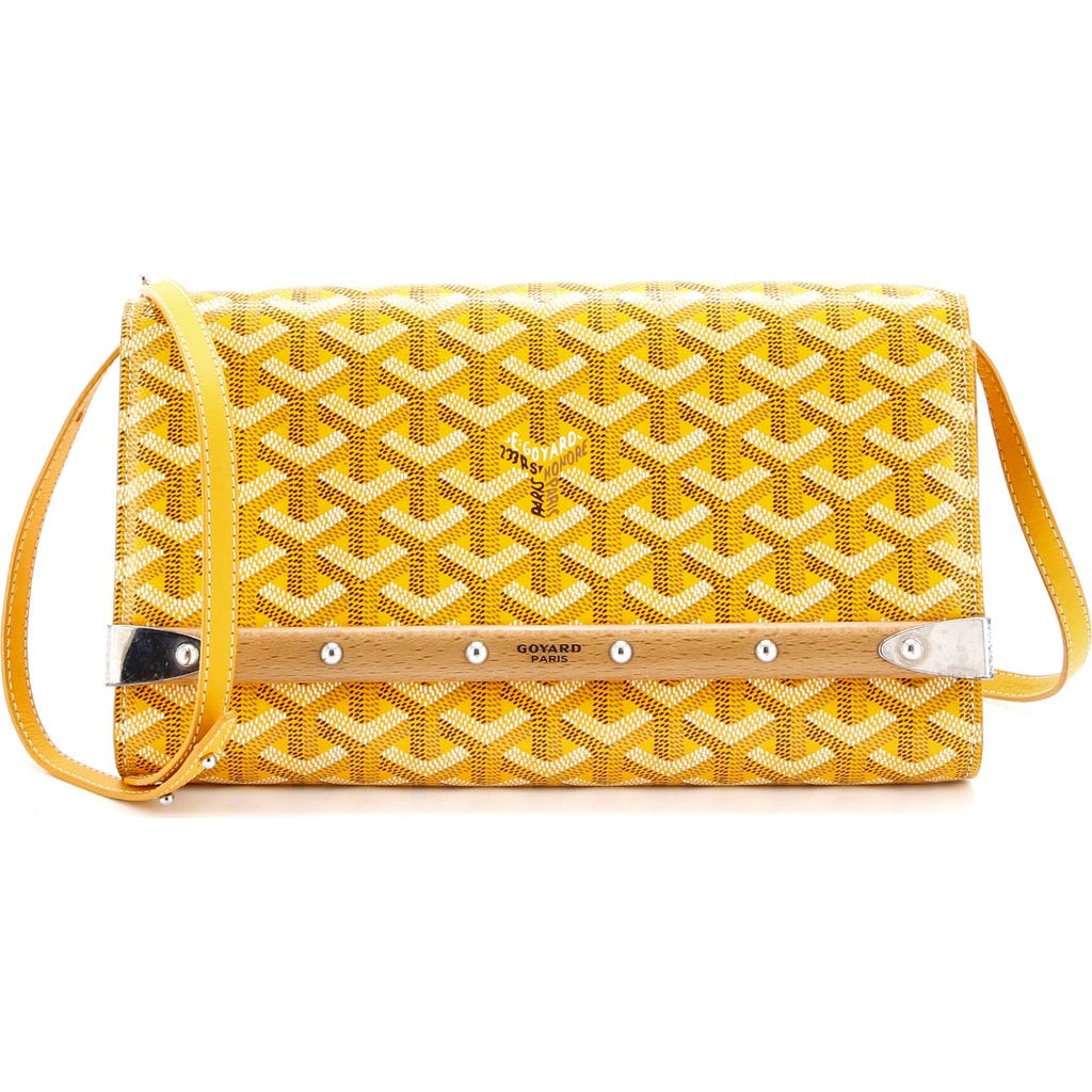 Pre-owned Goyard Goyard Monte Carlo Clutch With Strap Coated Canvas Pm In Yellow