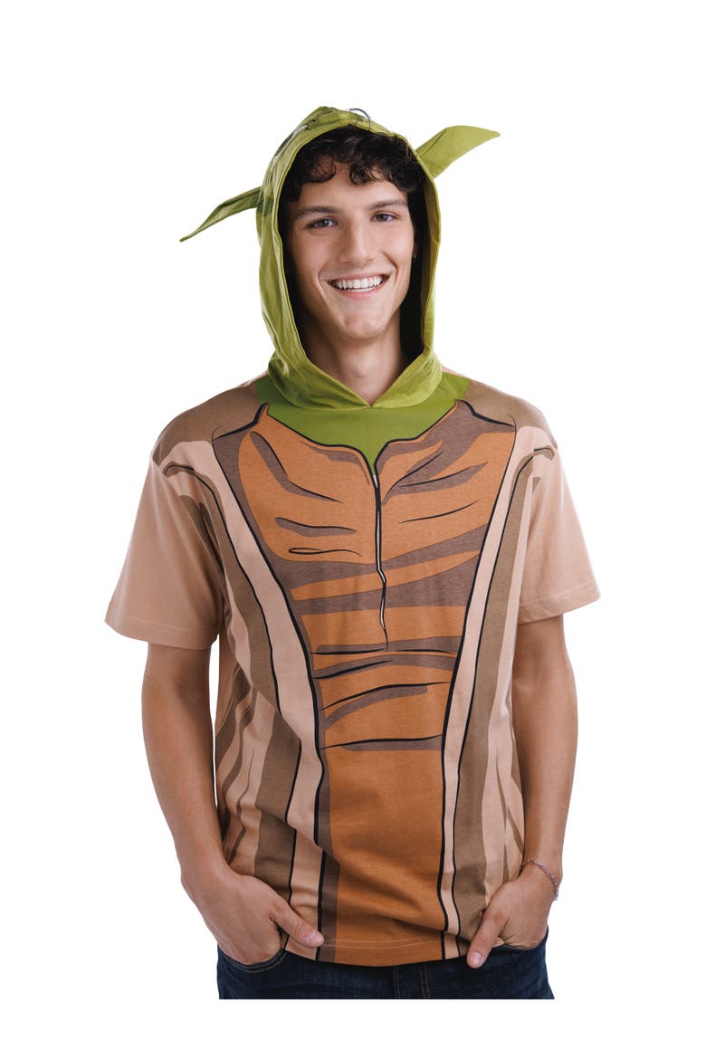 Hooded T-Shirt, Alternate, color, Green Tan Yoda