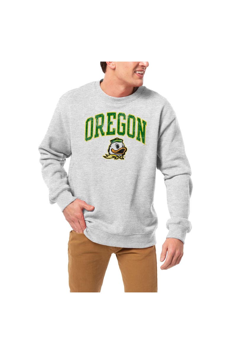 LEAGUE COLLEGIATE WEAR Men's League Collegiate Wear Gray Oregon Ducks 1965 Arch Essential Pullover Sweatshirt, Main, color,