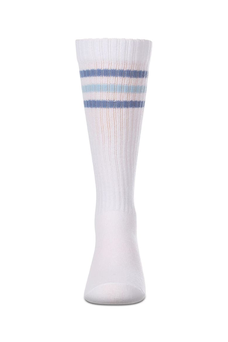 Dream Big Triple-Stripe Ribbed Varsity Knee Sock, Alternate, color, Blue