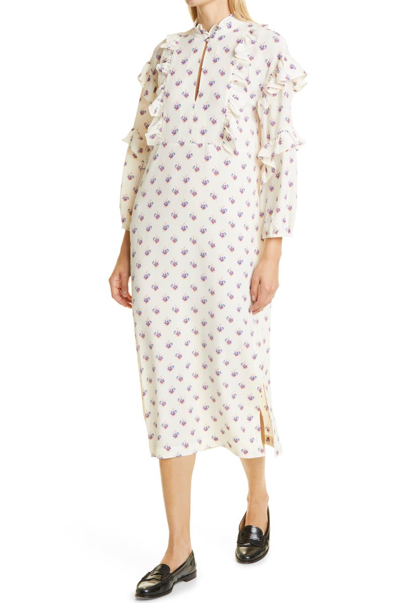 Baum und Pferdgarten Ahadi Floral Long Sleeve Midi Dress, Alternate, color, 