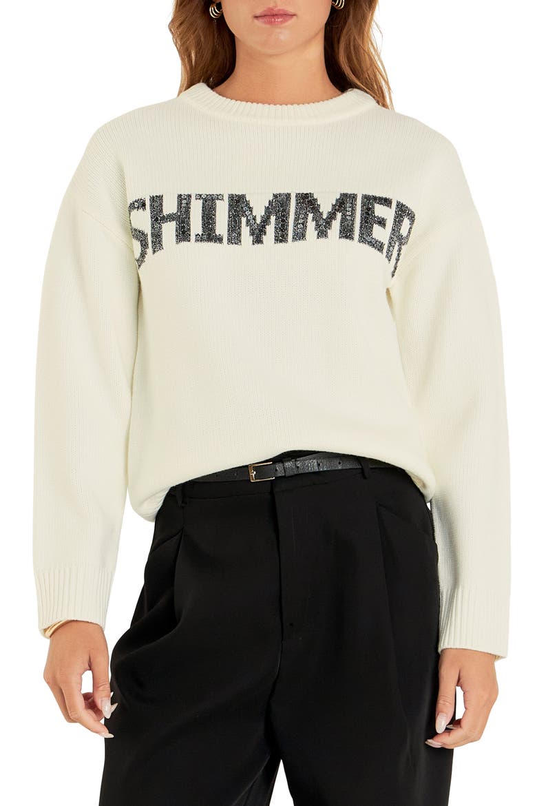 Sequin Sweater, Main, color, OFF WHITE
