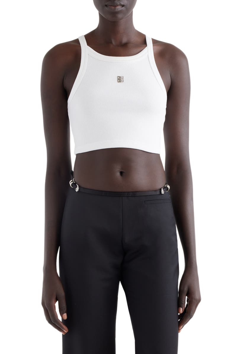 Givenchy 4G Rib Cotton Stretch Crop Tank, Main, color,